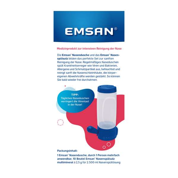 Emsan Nasendusche-Set mit 10 Beuteln Nasenspülsalz