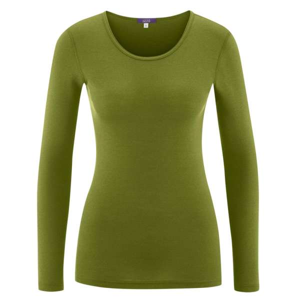 Damen Langarm-Shirt aus Bio-Merinowolle und Bio-Baumwolle - PureNature