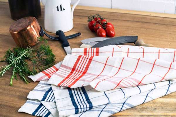 Living Crafts Geschirrtücher kariert aus Halbleinen - 2er Set