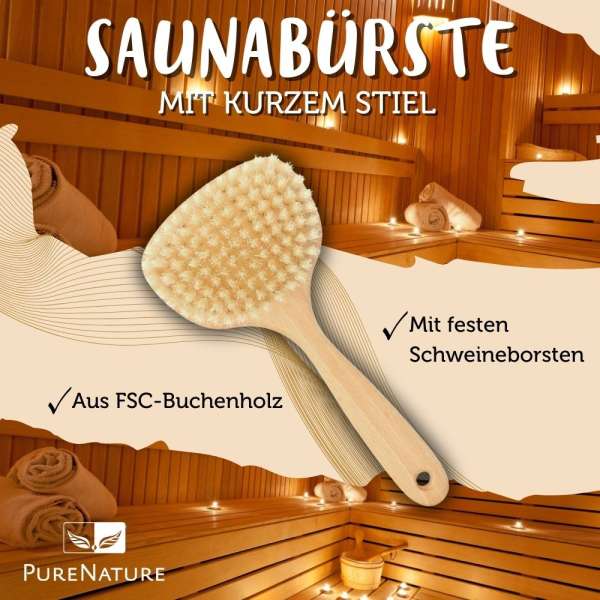 PureNature Saunabürste mit Massagebürste-Naturborsten