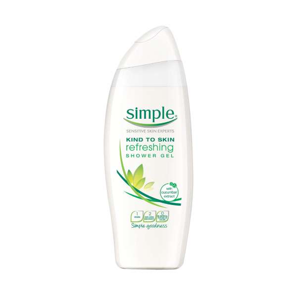 Mildes, erfrischendes Duschgel von Simple - 500 ml Spargröße Mildes, erfrischendes Duschgel von Simple - 500 ml Spargröße