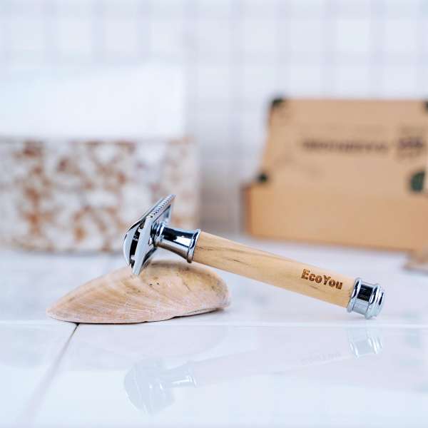 EcoYou Rasierhobel Olivenholz Holzgriff - für plastikfreies Badezimmer
