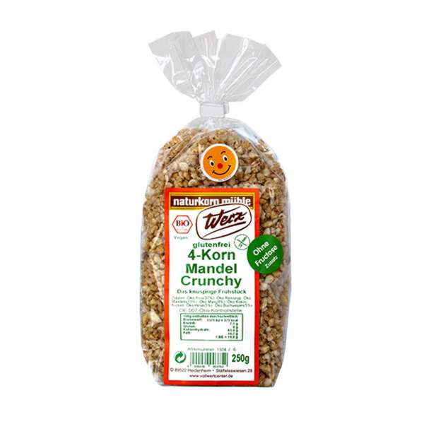 4 Korn Mandel Crunchy glutenfrei aus der Naturkornmühle Werz 4 Korn Mandel Crunchy glutenfrei aus der Naturkornmühle Werz