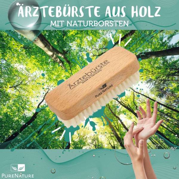 Nagelbürste - Original Ärztebürste aus Holz mit Naturborsten