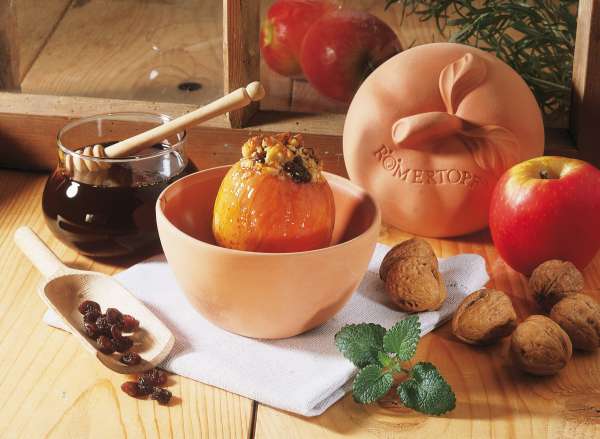 Römertopf Apfelbräter für Bratapfel mit Marzipan im Ofen