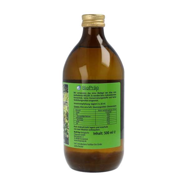 Aloe Vera Saft aus Bio Anbau - 500 ml Glasflasche