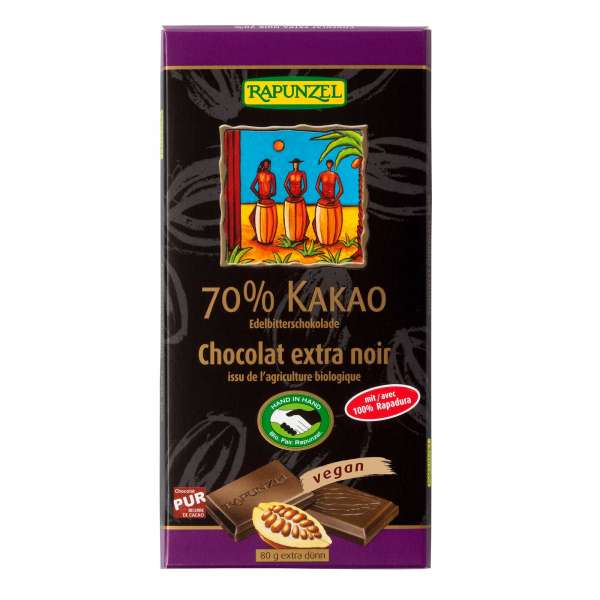 Schokolade Edelbitter Rapunzel: glutenfreier Genuss mit 70% Kakao Schokolade Edelbitter Rapunzel: glutenfreier Genuss mit 70% Kakao