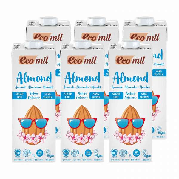 Ungesüßte Mandelmilch mit Calcium von EcoMil – 6 x 1 L Sparpack Ungesüßte Mandelmilch mit Calcium von EcoMil – 6 x 1 L Sparpack