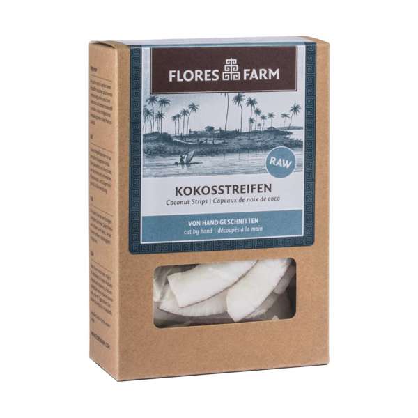 Premium Bio Kokosnuss Streifen getrocknete Rohkost exotisch essen Premium Bio Kokosnuss Streifen getrocknete Rohkost exotisch essen
