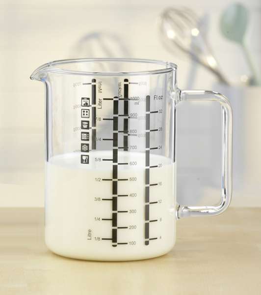PureNature Messbecher aus Glas mit Henkel und 1l