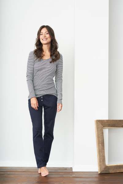 Living Crafts Damen Pyjamahose aus 100% Bio-Baumwolle in zwei Farben