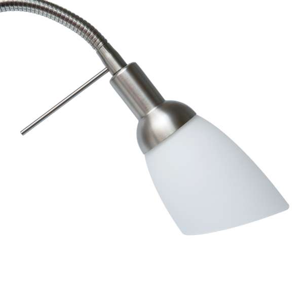 Geschirmte Schreibtischleuchte Edelstahl & handgefertigtes Glas