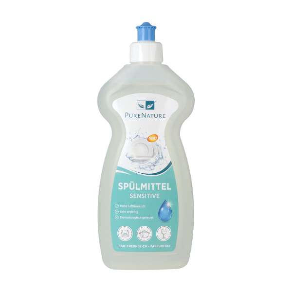 PureNature Spülmittel sensitiv für schonende Geschirrreinigung PureNature Spülmittel sensitiv für schonende Geschirrreinigung