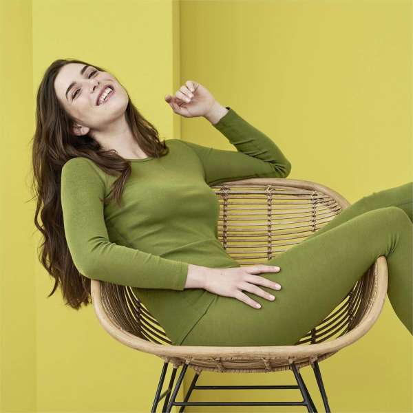 Damen Langarm-Shirt aus Bio-Merinowolle und Bio-Baumwolle