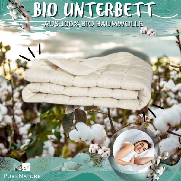 PureNature Bio Unterbett Baumwolle waschbar aus 100% Bio Baumwolle