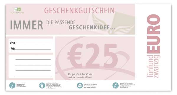 Geschenkgutschein Wert: 25,00 Euro Geschenkgutschein Wert: 25,00 Euro