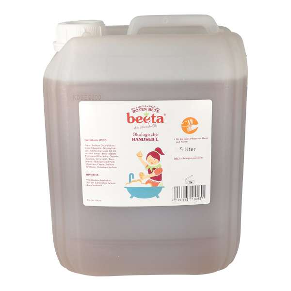 Beeta Flüssige Handseife - Bio Flüssigseife 5 Liter Kanister Beeta Flüssige Handseife - Bio Flüssigseife 5 Liter Kanister