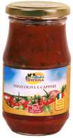 Fertige Tomaten Kapern Sauce mit Oliven, fruchtig-mediterran Fertige Tomaten Kapern Sauce mit Oliven, fruchtig-mediterran