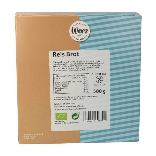 Werz Bio Reisbrot glutenfrei & vegan zum Frühstück essen