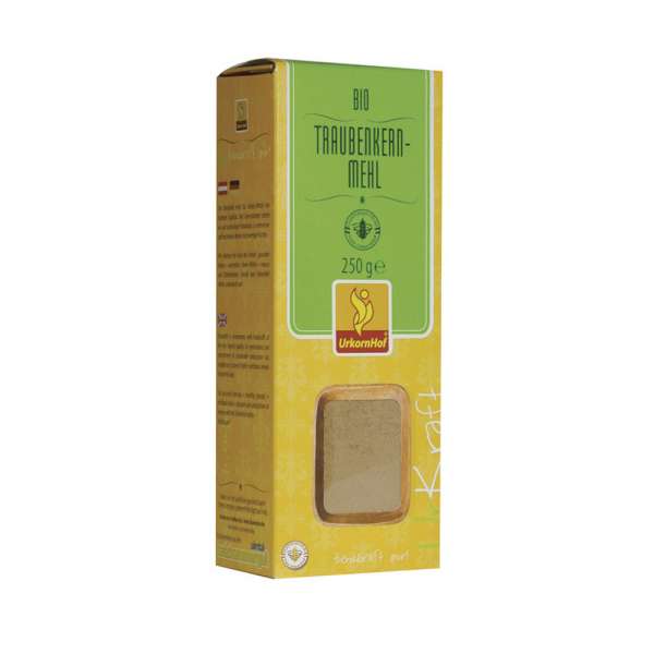 Urkornhof Bio Traubenkernmehl ohne Zusatzstoffe & glutenfrei Urkornhof Bio Traubenkernmehl ohne Zusatzstoffe & glutenfrei