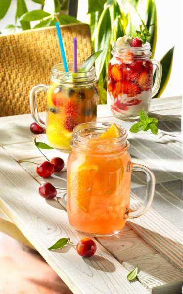 Trinkglas mit Deckel & Henkel: Vintage Gläser 0,4 l