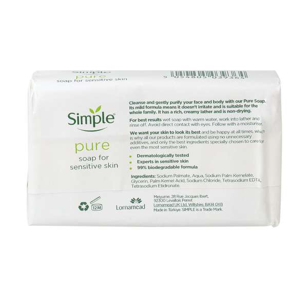 Simple Seife ohne Parfum reinigt trockene & unreine Haut schonend