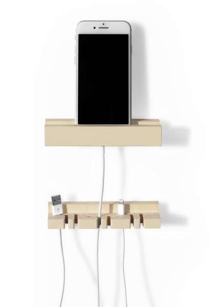 Side by Side Handy Ladestation Wand - aus Holz - modernes Design