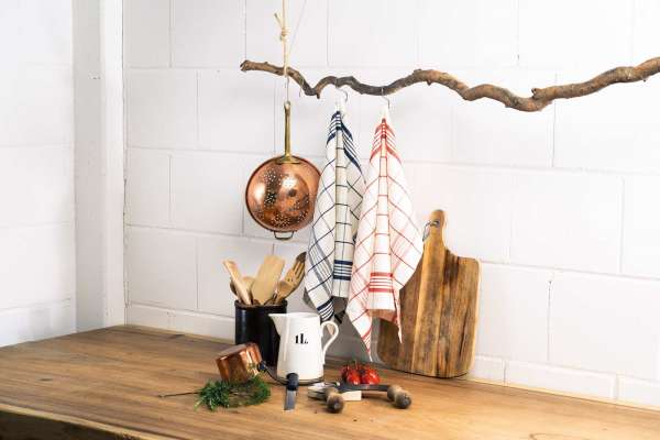 Living Crafts Geschirrtücher kariert aus Halbleinen - 2er Set
