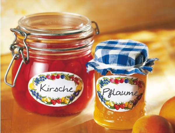 Selbstklebende Einmachetiketten mit nostalgischem Dekor