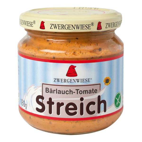 Zwergenwiese pflanzlicher Brotaufstrich Bärlauch Tomate mit Zwiebeln Zwergenwiese pflanzlicher Brotaufstrich Bärlauch Tomate mit Zwiebeln