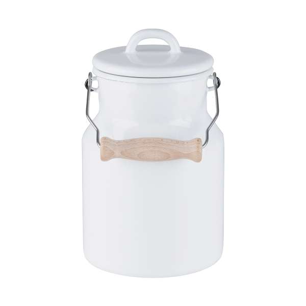 Nostalgische Milchkanne 1,5 L aus Emaille mit Holzgriff Nostalgische Milchkanne 1,5 L aus Emaille mit Holzgriff