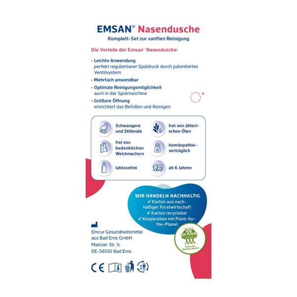 Emsan Nasendusche-Set mit 10 Beuteln Nasenspülsalz