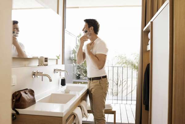 Nassrasur Set: Plaine Rasierpulver mit Rasierschaum Schale