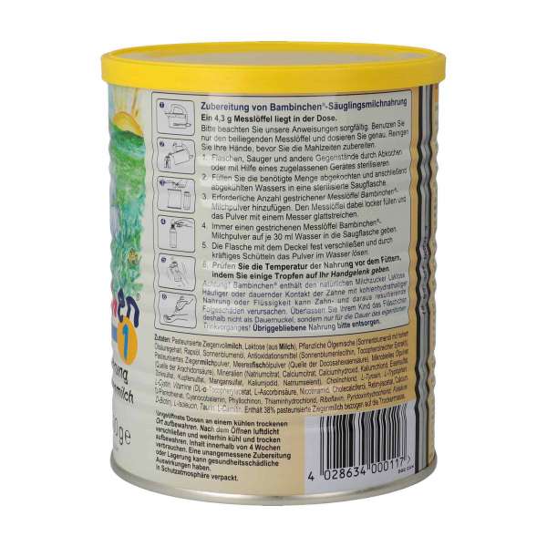 Bambinchen 1 Säuglingsmilchnahrung auf Ziegenmilchbasis, 400g