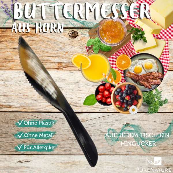 Buttermesser aus Horn nicht nur für Allergiker, 13 cm