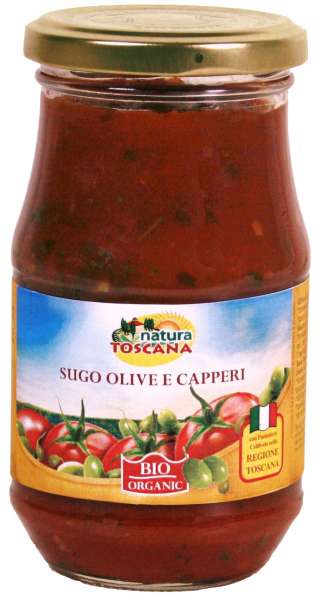 Fertige Tomaten Kapern Sauce mit Oliven, fruchtig-mediterran Fertige Tomaten Kapern Sauce mit Oliven, fruchtig-mediterran
