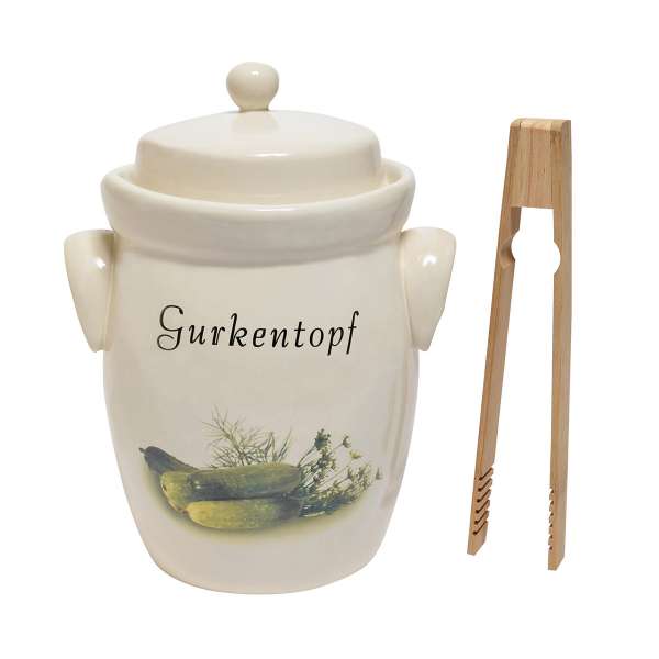PureNature Gurkentopf Steingut - mit Deckel, 5 l oder 3,5 l