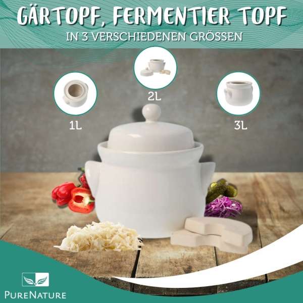 Gärtopf für Sauerkraut, kleiner Fermentier Topf in 3 Größen