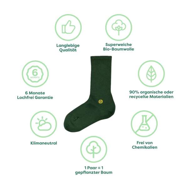 Natural Vibes Crew White Retro-Socken weiß aus Bio-Baumwolle