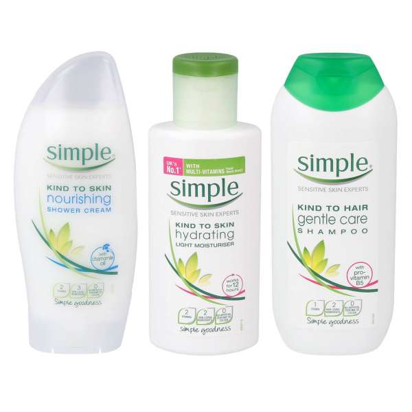 Kosmetik Probierset Simple mit Shampoo, Duschgel & Lotion Kosmetik Probierset Simple mit Shampoo, Duschgel & Lotion