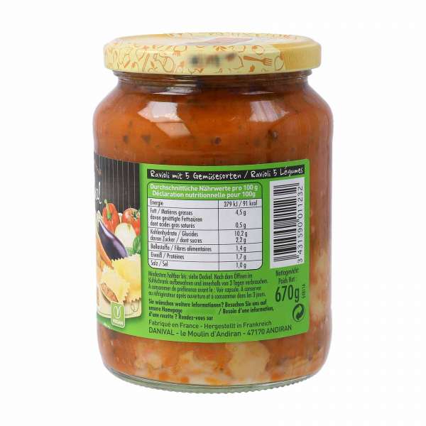 Bio Ravioli mit Gemüsefüllung - Vegan