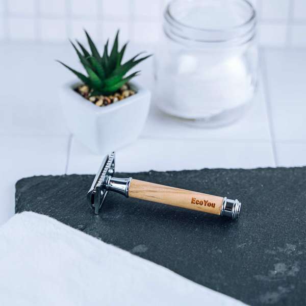 EcoYou Rasierhobel Olivenholz Holzgriff - für plastikfreies Badezimmer