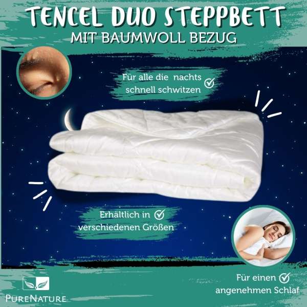 Tencel Duo Steppbett mit Baumwoll Bezug besonders hautverträglich