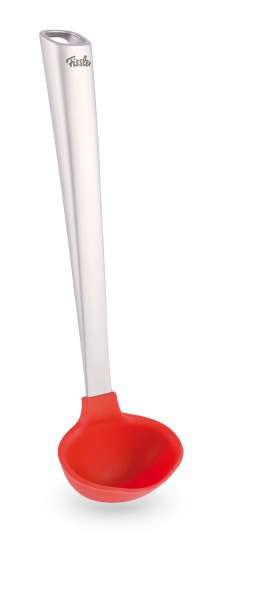 Fissler Schöpflöffel Edelstahl mit roter Silikon Schöpfkelle Fissler Schöpflöffel Edelstahl mit roter Silikon Schöpfkelle