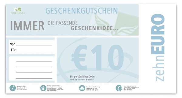 Geschenkgutschein Wert: 10,00 Euro Geschenkgutschein Wert: 10,00 Euro