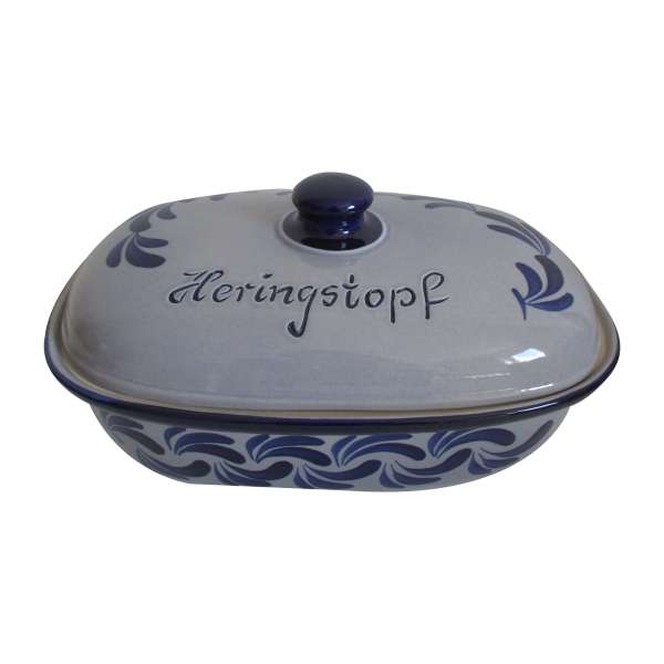Steinzeug-Heringstopf aus Keramik in Blau-Grau Steinzeug-Heringstopf aus Keramik in Blau-Grau