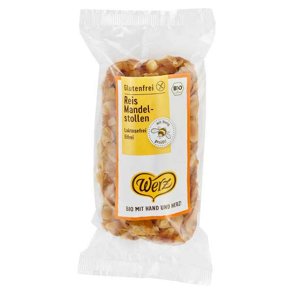 Mandel Stollen glutenfrei - aus Reis-Mehl gebacken - Bio Mandel Stollen glutenfrei - aus Reis-Mehl gebacken - Bio