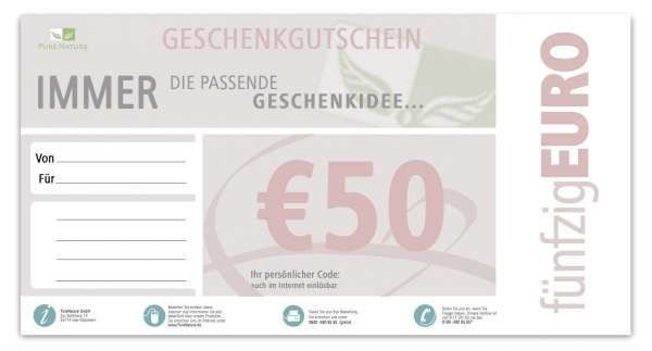 Geschenkgutschein Wert: 50,00 Euro Geschenkgutschein Wert: 50,00 Euro
