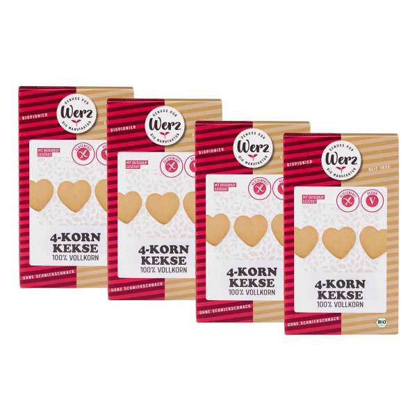 Werz Kekse vegan: Bio 4-Korn Herzkekse - Sparpack kaufen Werz Kekse vegan: Bio 4-Korn Herzkekse - Sparpack kaufen