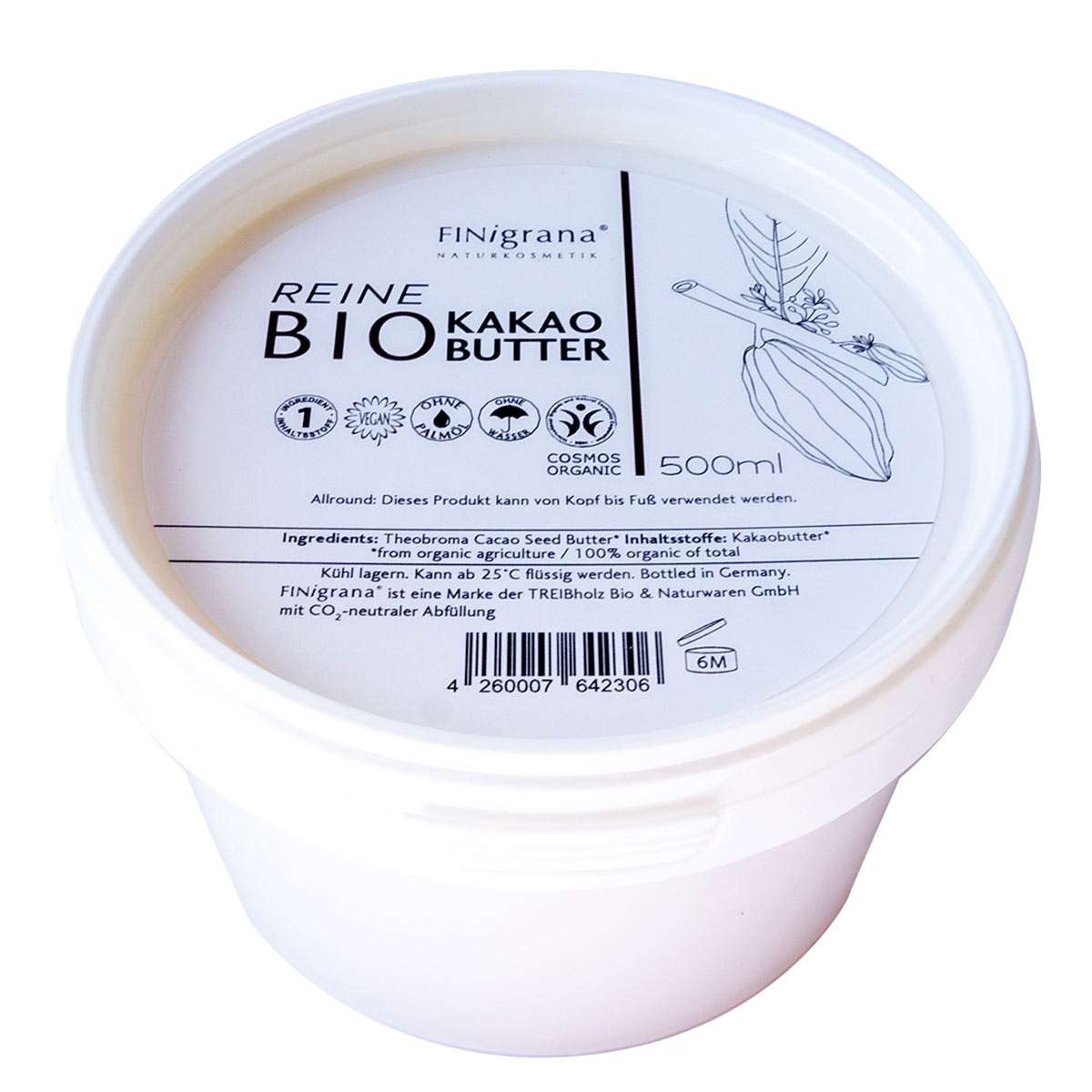 FINIgrana Bio Kakaobutter 500ml - Naturkosmetik selbst herstellen